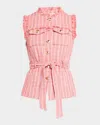 Cinq À Sept Reenee Belted Tweed Vest In Sugar Coral Mul