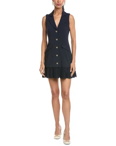 Cinq À Sept Regan Sleeveless Pleated-skirt Blazer Mini Dress In Blue