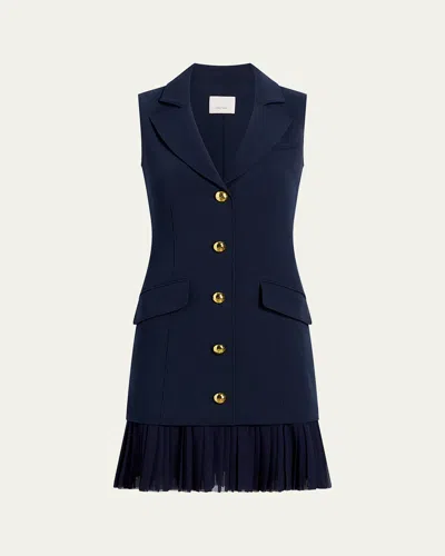 Cinq À Sept Regan Sleeveless Pleated-skirt Blazer Mini Dress In Blue