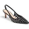 Cinq À Sept Rena Cage Studded Slingback Pointed Toe Pump In Black