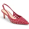 Cinq À Sept Rena Cage Studded Slingback Pointed Toe Pump In Burgundy