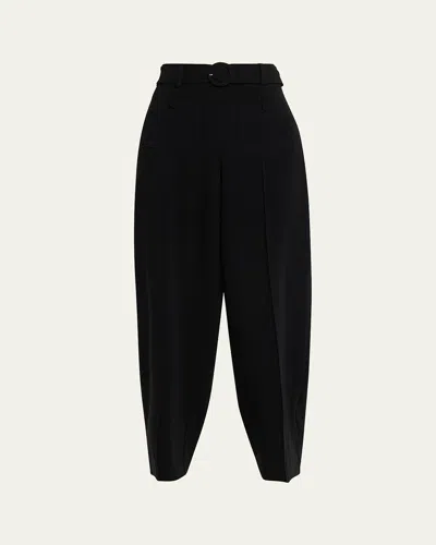 Cinq À Sept Renea Belted Wide Tapered Pants In Black