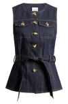 Cinq À Sept Reenee Belted Denim Vest In Indigo
