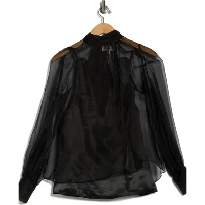 Cinq À Sept Reo Tie Neck Silk Shirt In Black