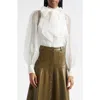 Cinq À Sept Reo Tie Neck Silk Shirt In Ivory