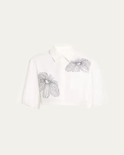 Cinq À Sept Rhea Sunburst Puff-sleeve Top In Multi