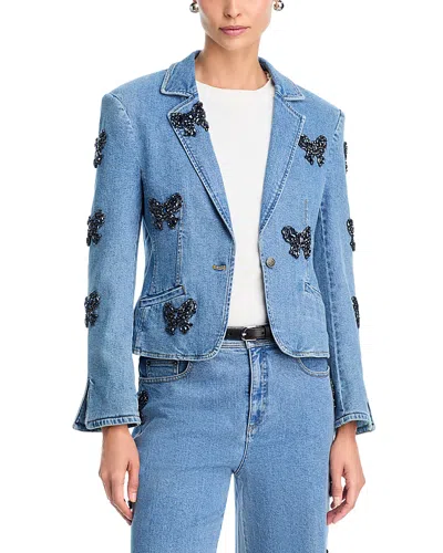 Cinq À Sept Cinq A Sept Rhinestone Bow Le Petite Khloe Blazer In Blue