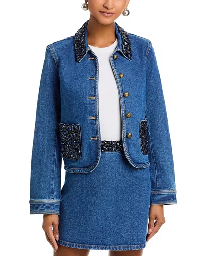 Cinq À Sept Cinq A Sept Rhinestone Denim Amara Jacket In Blue
