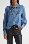 Cinq À Sept Cinq A Sept Rhinestone Embellished Shirt In Blue
