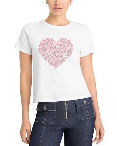 Cinq À Sept Cinq A Sept Rhinestone Doodle Heart Shrunken Tee In White