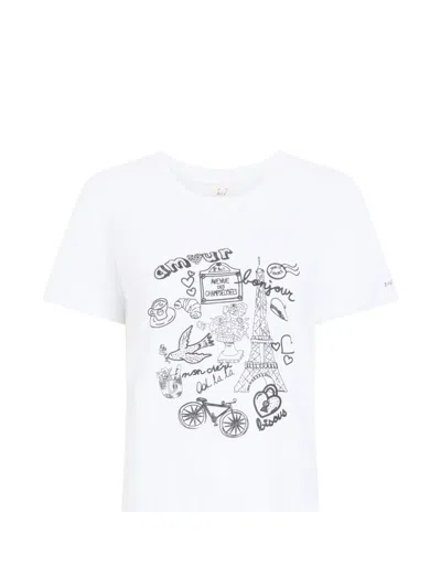 Cinq À Sept Rhinestone Doodle Shrunken T-shirt In White