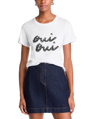 Cinq À Sept Cinq A Sept Rhinestone Oui Oui Tee In White/black