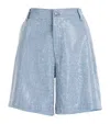Cinq À Sept Cinq A Sept Chambray Rhinestone Shorts In Blue