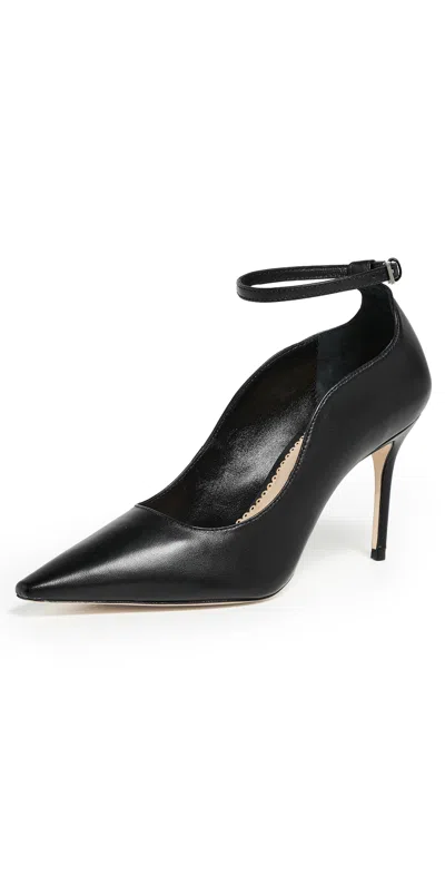 Cinq À Sept Riley Soft Curve Pointed Toe Ankle Strap Heels Black