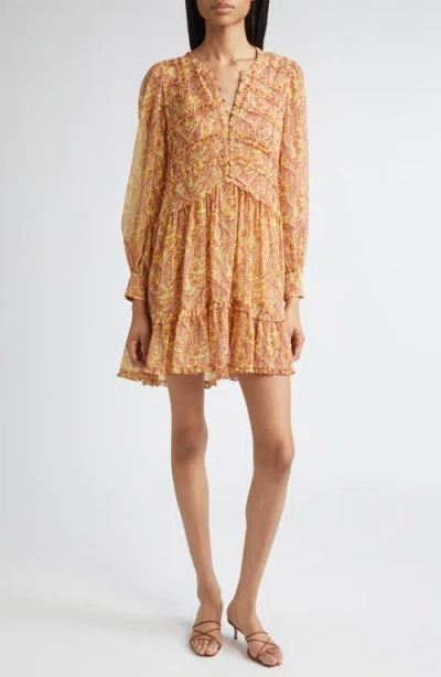 CINQ À SEPT CINQ À SEPT RIVIE CHARMING PAISLEY LONG SLEEVE MINIDRESS
