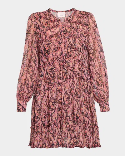 Cinq À Sept Rivie Long-sleeve Charming Paisley Dress In Multi