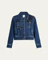 Cinq À Sept Riviera Crystal Denim Jacket In Oceane