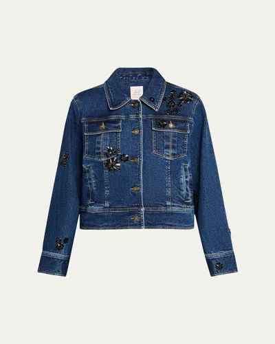 Cinq À Sept Riviera Crystal Denim Jacket In Oceane