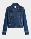 Cinq À Sept Riviera Crystal Denim Jacket In Oceane