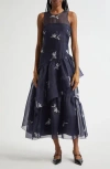 Cinq À Sept Roberta Embroidered Sleeveless Silk Cocktail Dress In Multi
