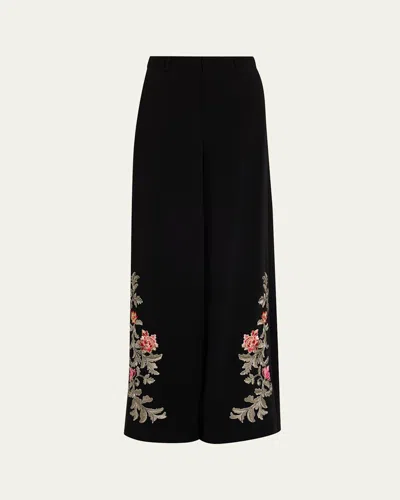 Cinq À Sept Rococo Embroidered Pants In Black