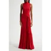 Cinq À Sept Rori Sleeveless Turtleneck Midi Dress In Bright Crimson