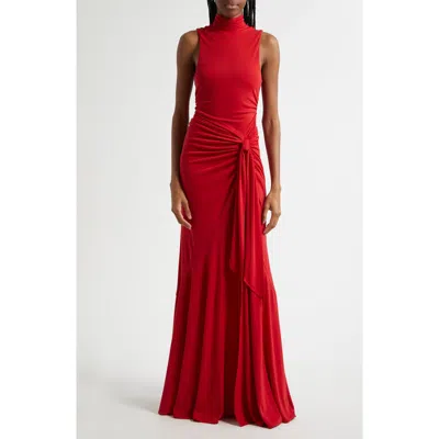 Cinq À Sept Rori Sleeveless Turtleneck Midi Dress In Bright Crimson
