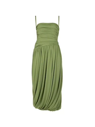 Cinq À Sept Rosine Ruched Midi Dress In Green