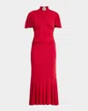 Cinq À Sept Rosita High-neck Trumpet Midi Dress In Red Currant