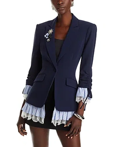 Cinq À Sept Cinq A Sept Roxie Contrast Trim Blazer In Navy/blue