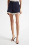 Cinq À Sept Roxie High Waist Lace Trim Shorts