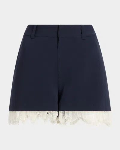 CINQ À SEPT ROXIE LACE-TRIM SHORTS