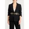 Cinq À Sept Ruched Sleeve Belted Blazer In Black