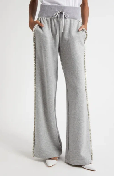 Cinq À Sept Cinq A Sept Ruffled Rhinestone Trim Pants In Gray