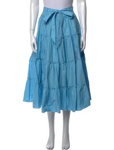 Pre-owned Cinq À Sept Ruffle Embellishment Long Skirt In Blue
