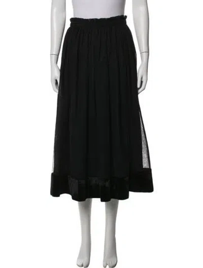 Pre-owned Cinq À Sept Ruffle Embellishment Midi Length Skirt In Black