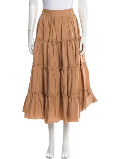 Pre-owned Cinq À Sept Ruffle Embellishment Midi Length Skirt In Neutral