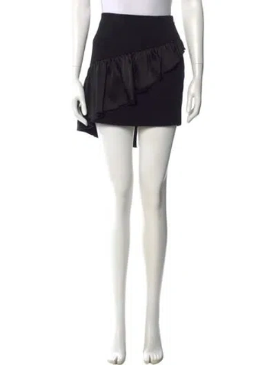 Pre-owned Cinq À Sept Ruffle Embellishment Mini Skirt In Black