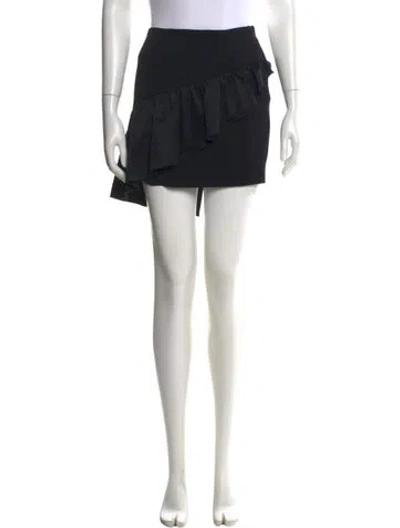 Pre-owned Cinq À Sept Ruffle Embellishment Mini Skirt In Black