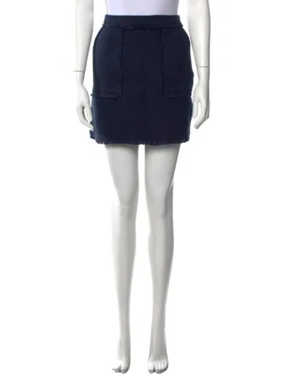 Pre-owned Cinq À Sept Ruffle Embellishment Mini Skirt In Blue