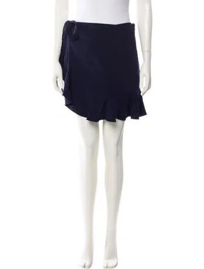 Pre-owned Cinq À Sept Ruffle Embellishment Mini Skirt In Blue