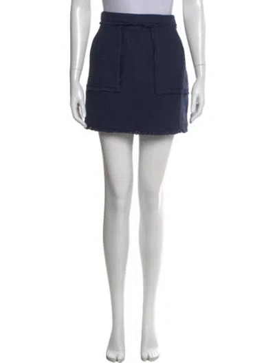 Pre-owned Cinq À Sept Ruffle Embellishment Mini Skirt In Blue