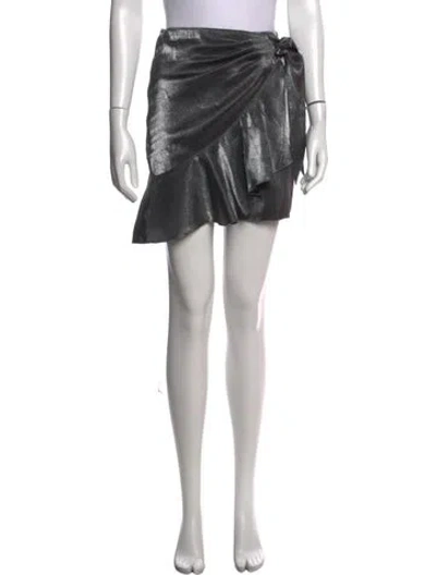 Pre-owned Cinq À Sept Ruffle Embellishment Mini Skirt In Metallic/silver