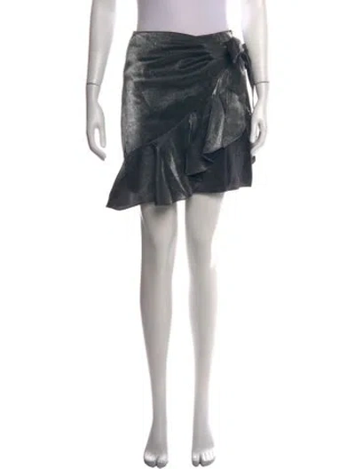 Pre-owned Cinq À Sept Ruffle Embellishment Mini Skirt In Silver
