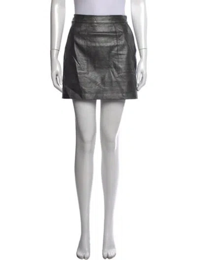 Pre-owned Cinq À Sept Ruffle Embellishment Mini Skirt In Silver