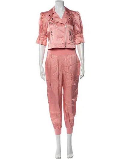 Pre-owned Cinq À Sept Ruffle Embellishment Pant Set In Orange