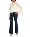 Cinq À Sept Ruffle Steffina Blouse In White In Animal Print