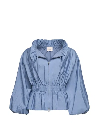 Cinq À Sept Ruffled Peplum Jacket In Blue