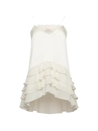 Cinq À Sept Ruffled V-neck Top In White