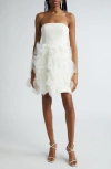 CINQ À SEPT RYAN RUFFLE STRAPLESS DRESS